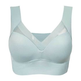 Receiving Breast Bra Without Steel Ring Ladies Vest Underwear (Option: Grey blue-6XL-1PC)