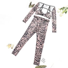 Summer Women Leopard Print Mesh Sexy See Through Shapewear Four Piece Set (size: M)