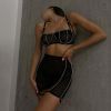 Comfortable Mesh Sexy See Through Diamond Decorations Sexy Lingerie Three Piece Set