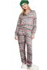 Green Christmas Tree Print Patchwork Color Contrast Pajama Set