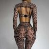Summer Women Leopard Print Mesh Sexy See Through Shapewear Four Piece Set