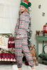 Green Christmas Tree Print Patchwork Color Contrast Pajama Set
